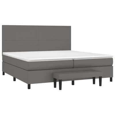 vidaXL Boxspringbett mit Matratze Grau 200x200 cm Kunstleder