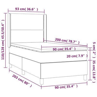 vidaXL Boxspringbett mit Matratze Blau 90x200 cm Stoff