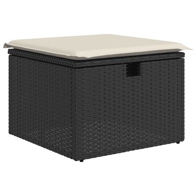 vidaXL 7-tlg. Garten-Sofagarnitur mit Kissen Schwarz Poly Rattan