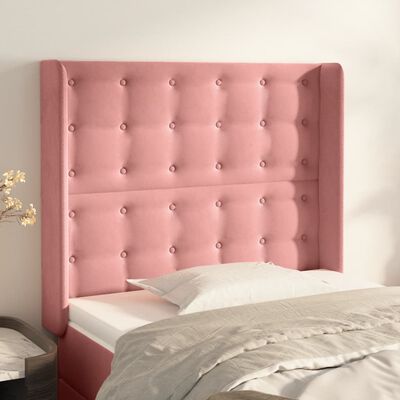 vidaXL Kopfteil mit Ohren Rosa 103x16x118/128 cm Samt