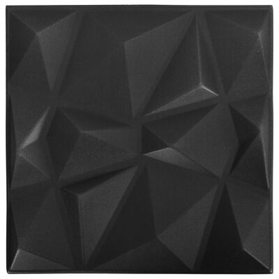 vidaXL 3D-Wandpaneele 48 Stk. 50x50 cm Diamant Schwarz 12 m²