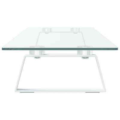 vidaXL Monitorständer Weiß 100x20x8 cm Hartglas und Metall