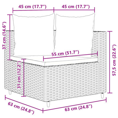 vidaXL 7-tlg. Garten-Sofagarnitur mit Kissen Grau Poly Rattan