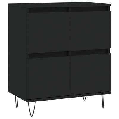 vidaXL Sideboards 2 Stk. Schwarz Holzwerkstoff