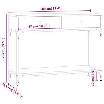 vidaXL Konsolentisch Räuchereiche 100x34,5x75 cm Holzwerkstoff