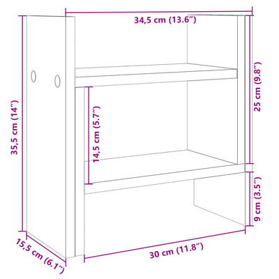 vidaXL Schreibtisch-Organizer Räuchereiche 34,5x15,5x35,5 Holzwerkstof