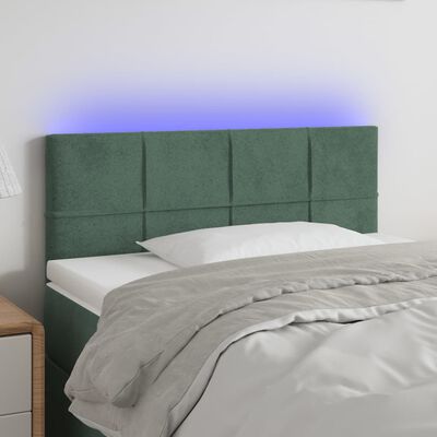 vidaXL LED Kopfteil Dunkelgrün 100x5x78/88 cm Samt