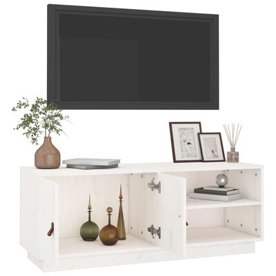 vidaXL TV-Schrank Weiß 105x34x40 cm Massivholz Kiefer