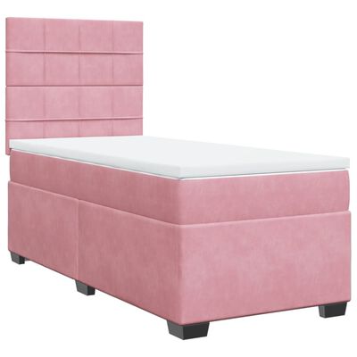 vidaXL Boxspringbett mit Matratze Rosa 80x200 cm Samt