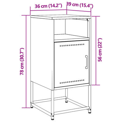 vidaXL Nachttisch Rosa 36x39x78 cm Stahl