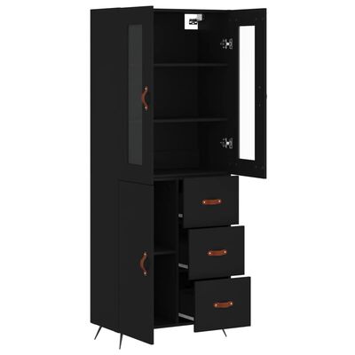 vidaXL Highboard Schwarz 69,5x34x180 cm Holzwerkstoff