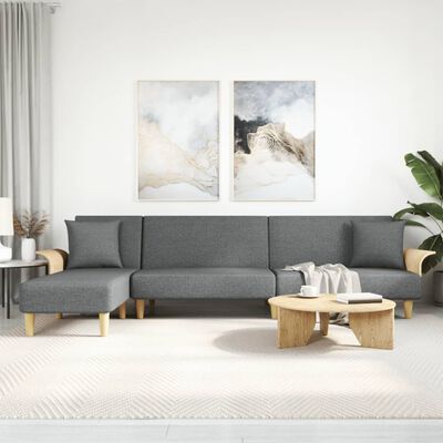 vidaXL Schlafsofa in L-Form Dunkelgrau 279x140x70 cm Stoff