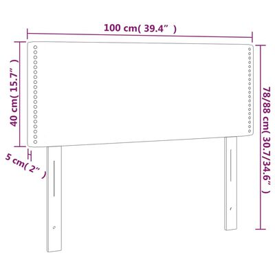 vidaXL LED Kopfteil Schwarz 100x5x78/88 cm Kunstleder