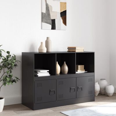 vidaXL Sideboard Schwarz 99x39x73 cm Stahl