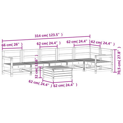 vidaXL 7-tlg. Garten-Sofagarnitur Weiß Massivholz Kiefer