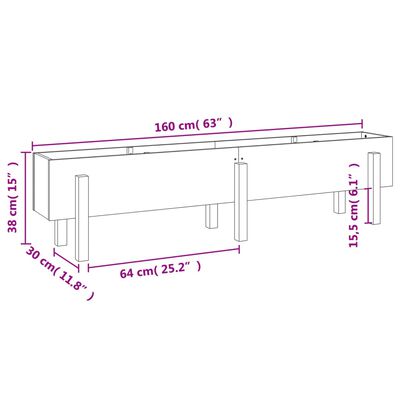 vidaXL Hochbeet Weiß 160x30x38 cm Massivholz Kiefer