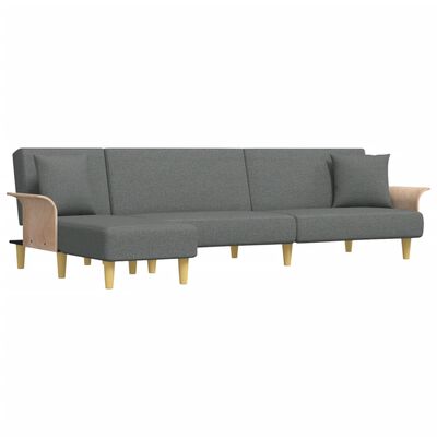 vidaXL Schlafsofa in L-Form Dunkelgrau 279x140x70 cm Stoff