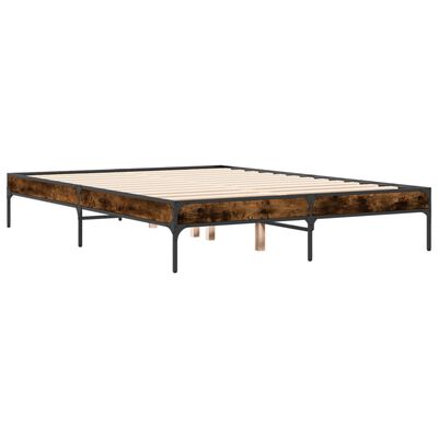 vidaXL Bettgestell Räuchereiche 120x190 cm Holzwerkstoff und Metall