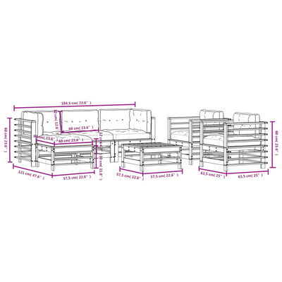 vidaXL 7-tlg. Garten-Lounge-Set mit Kissen Massivholz Douglasie