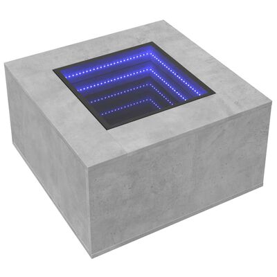 vidaXL LED-Couchtisch Betongrau 60x60x40 cm Holzwerkstoff