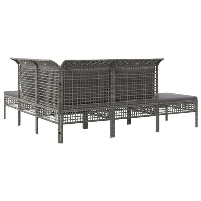 vidaXL 5-tlg. Garten-Lounge-Set mit Kissen Grau Poly Rattan