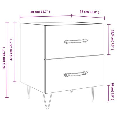 vidaXL Nachttische 2Stk. Braun Eichen-Optik 40x35x47,5cm Holzwerkstoff