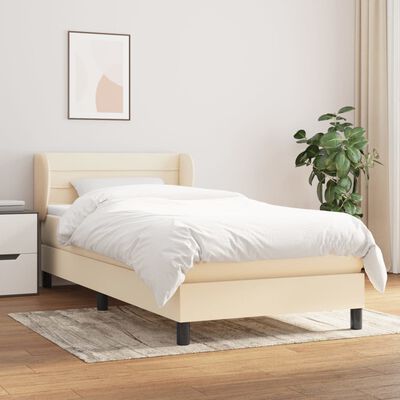 vidaXL Boxspringbett mit Matratze Creme 100x200 cm Stoff