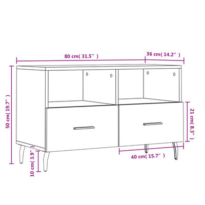 vidaXL TV-Schrank Braun Eichen-Optik 80x36x50 cm Holzwerkstoff