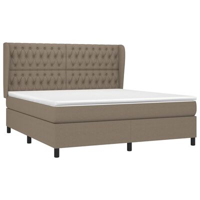 vidaXL Boxspringbett mit Matratze Taupe 180x200 cm Stoff