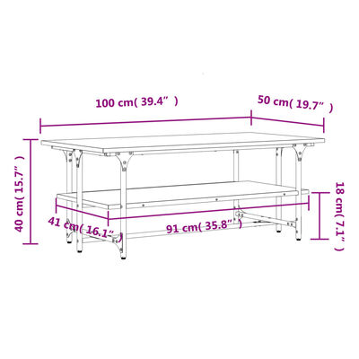 vidaXL Couchtisch Sonoma-Eiche 100x50x40 cm Holzwerkstoff