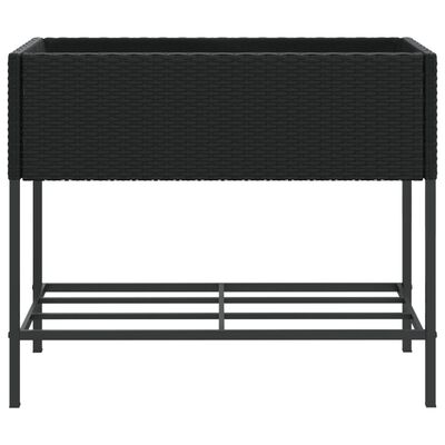 vidaXL Hochbeete mit Ablage 2 Stk. Schwarz 90x40x75 cm Poly Rattan