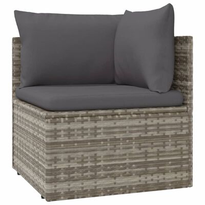 vidaXL 10-tlg. Garten-Lounge-Set mit Kissen Grau Poly Rattan