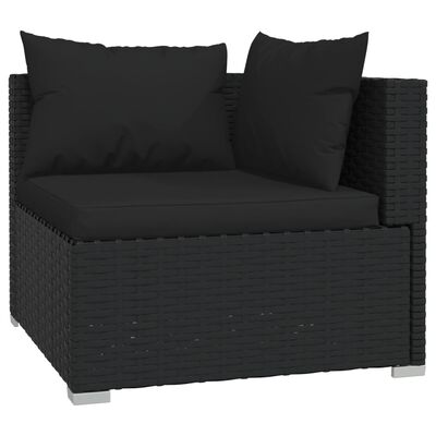 vidaXL 11-tlg. Garten-Lounge-Set mit Kissen Schwarz Poly Rattan