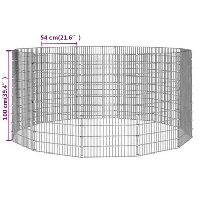 vidaXL Freilaufgehege 12-teilig 54x100 cm Verzinktes Eisen