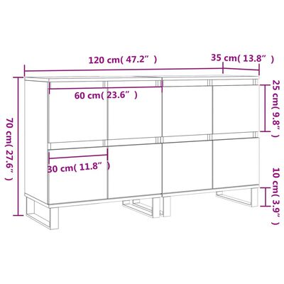 vidaXL Sideboards 2 Stk. Weiß Holzwerkstoff