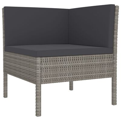 vidaXL 2-tlg. Garten-Lounge-Set mit Auflagen Poly Rattan Grau