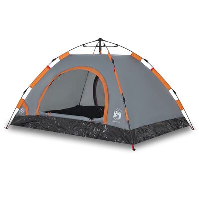 vidaXL Campingzelt 2 Personen Grau und Orange Quick Release