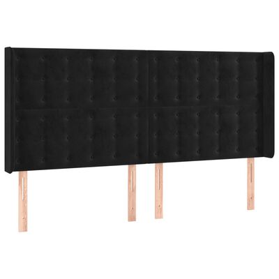 vidaXL Kopfteil mit Ohren Schwarz 163x16x118/128 cm Samt