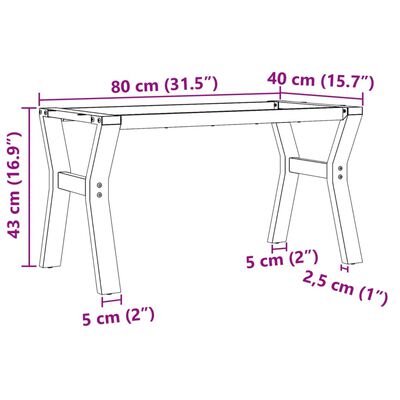 vidaXL Couchtisch-Gestell in Y-Form 80x40x43 cm Gusseisen