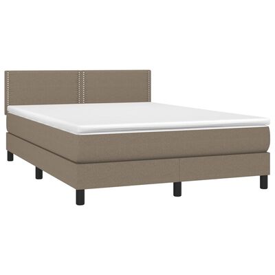 vidaXL Boxspringbett mit Matratze & LED Taupe 140x200 cm Stoff