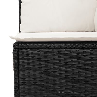 vidaXL 7-tlg. Garten-Sofagarnitur mit Kissen Schwarz Poly Rattan