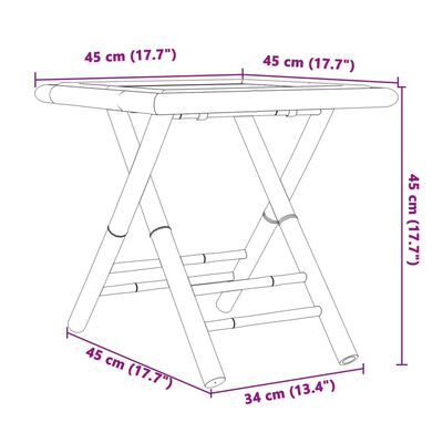 vidaXL 3-tlg. Bistro-Set Klappbar mit Cremeweißen Kissen Bambus