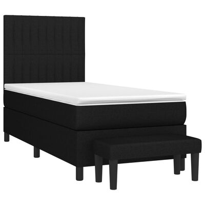 vidaXL Boxspringbett mit Matratze Schwarz 90x190 cm Stoff