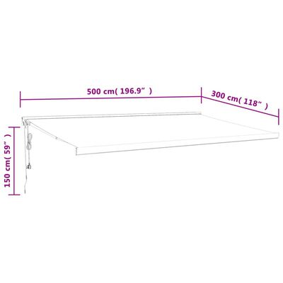 vidaXL Markise Einziehbar Blau und Weiß 5x3 m Stoff und Aluminium