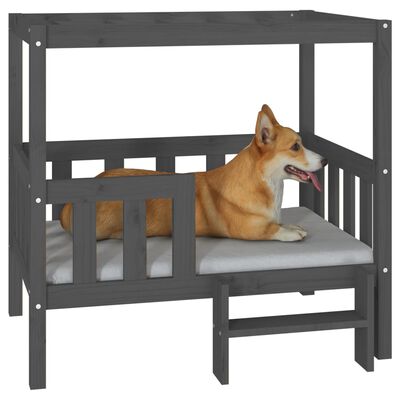 vidaXL Hundebett Grau 95,5x73,5x90 cm Massivholz Kiefer