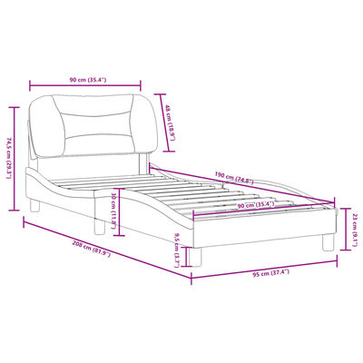 vidaXL Bettgestell mit Kopfteil Blau 90x190 cm Stoff