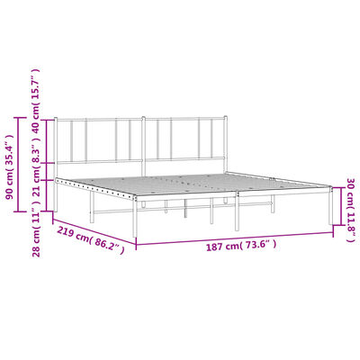 vidaXL Bettgestell mit Kopfteil Metall Weiß 183x213 cm