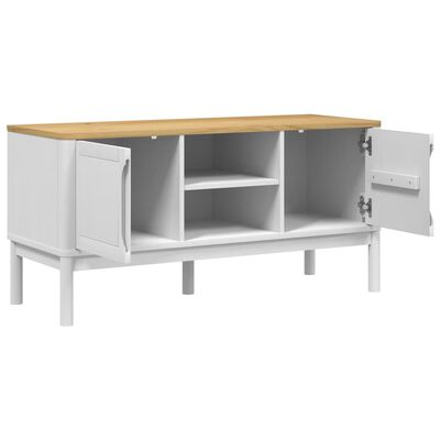 vidaXL TV-Schrank FLORO Weiß 114x43x55 cm Massivholz Kiefer