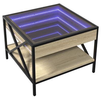 vidaXL Couchtisch mit Infinity-LED Sonoma-Eiche 50x50x38 cm