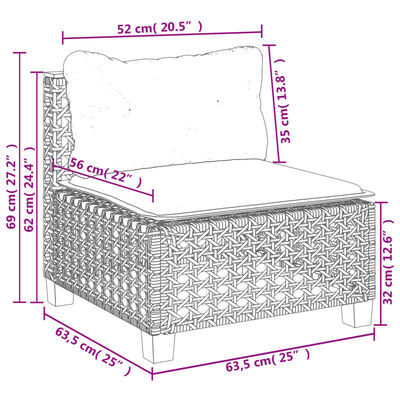 vidaXL 11-tlg. Garten-Sofagarnitur mit Kissen Schwarz Poly Rattan